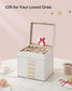 6-Layer Jewelry Box with Lid Cloud White and Gold Color FredCo