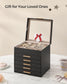 6-Layer Jewelry Box with Lid Graphite Black and Gold Color FredCo