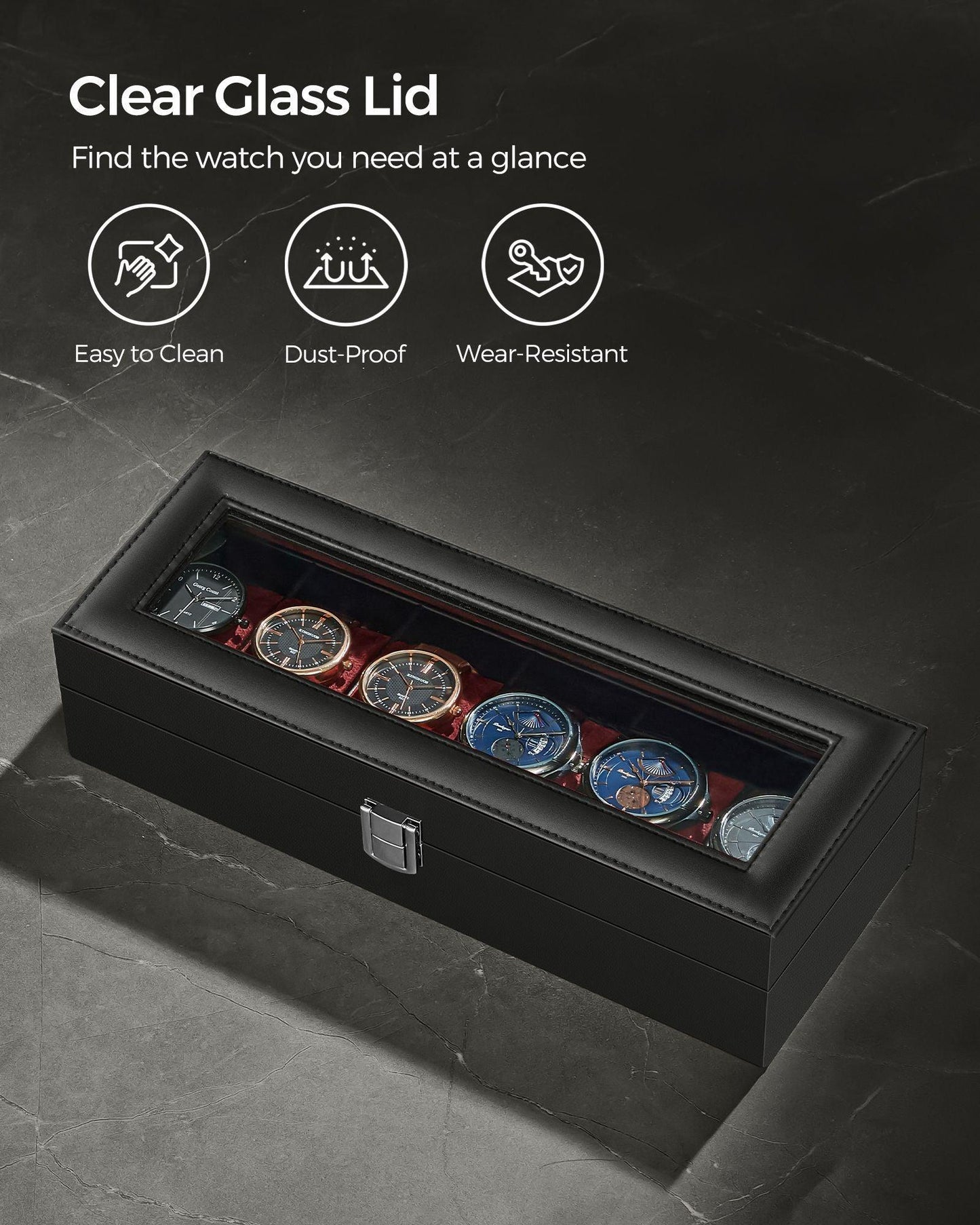 6-Slot Watch Case Black and Red FredCo