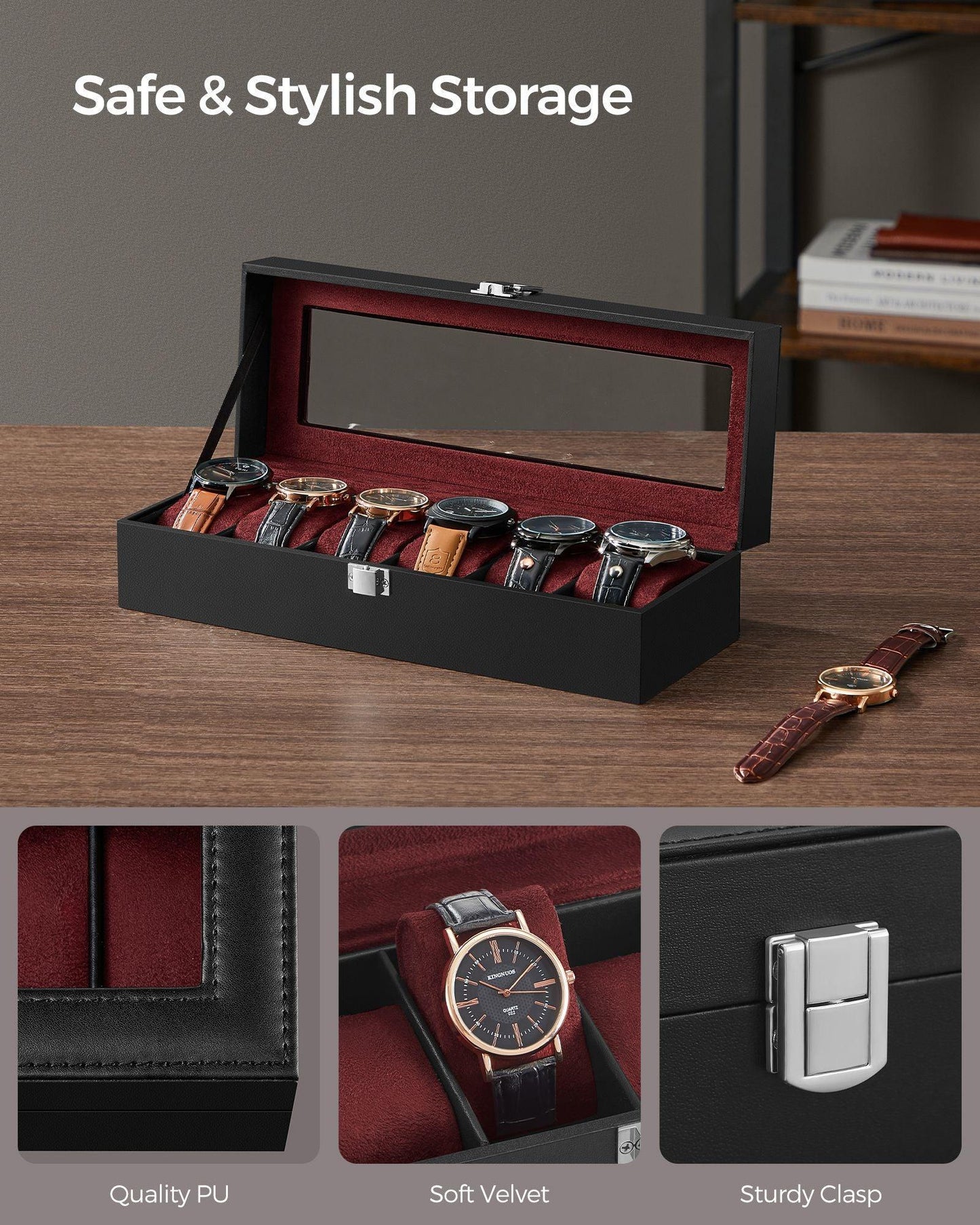 6-Slot Watch Case Black and Red FredCo