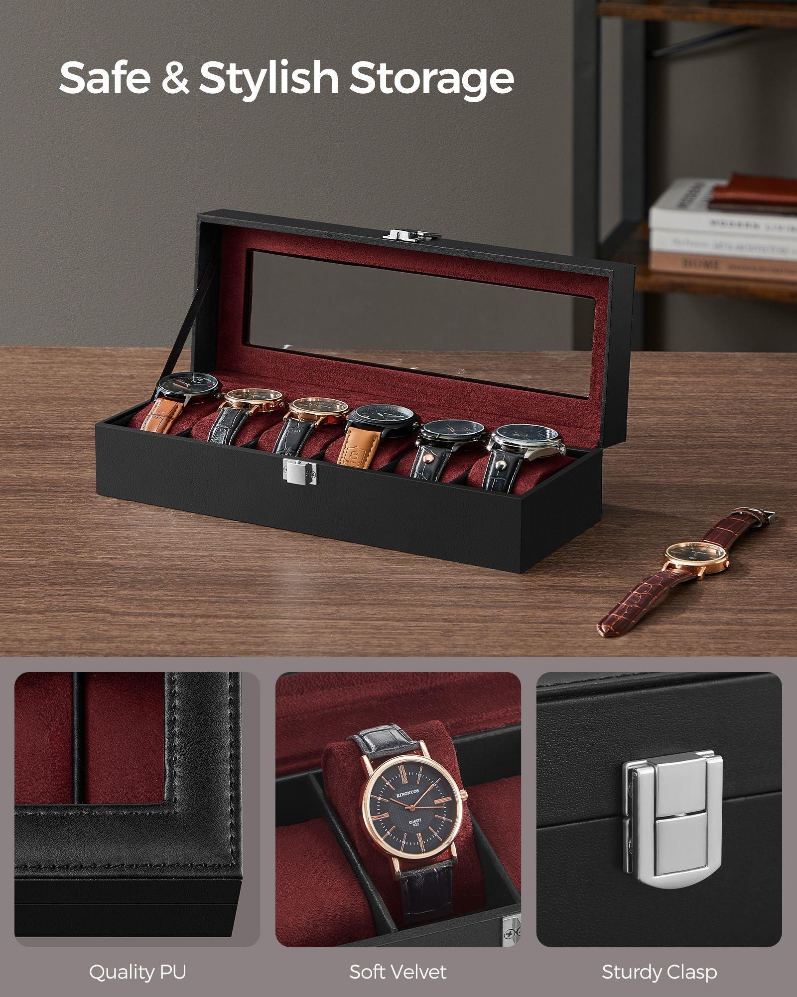 6-Slot Watch Case Black and Red FredCo