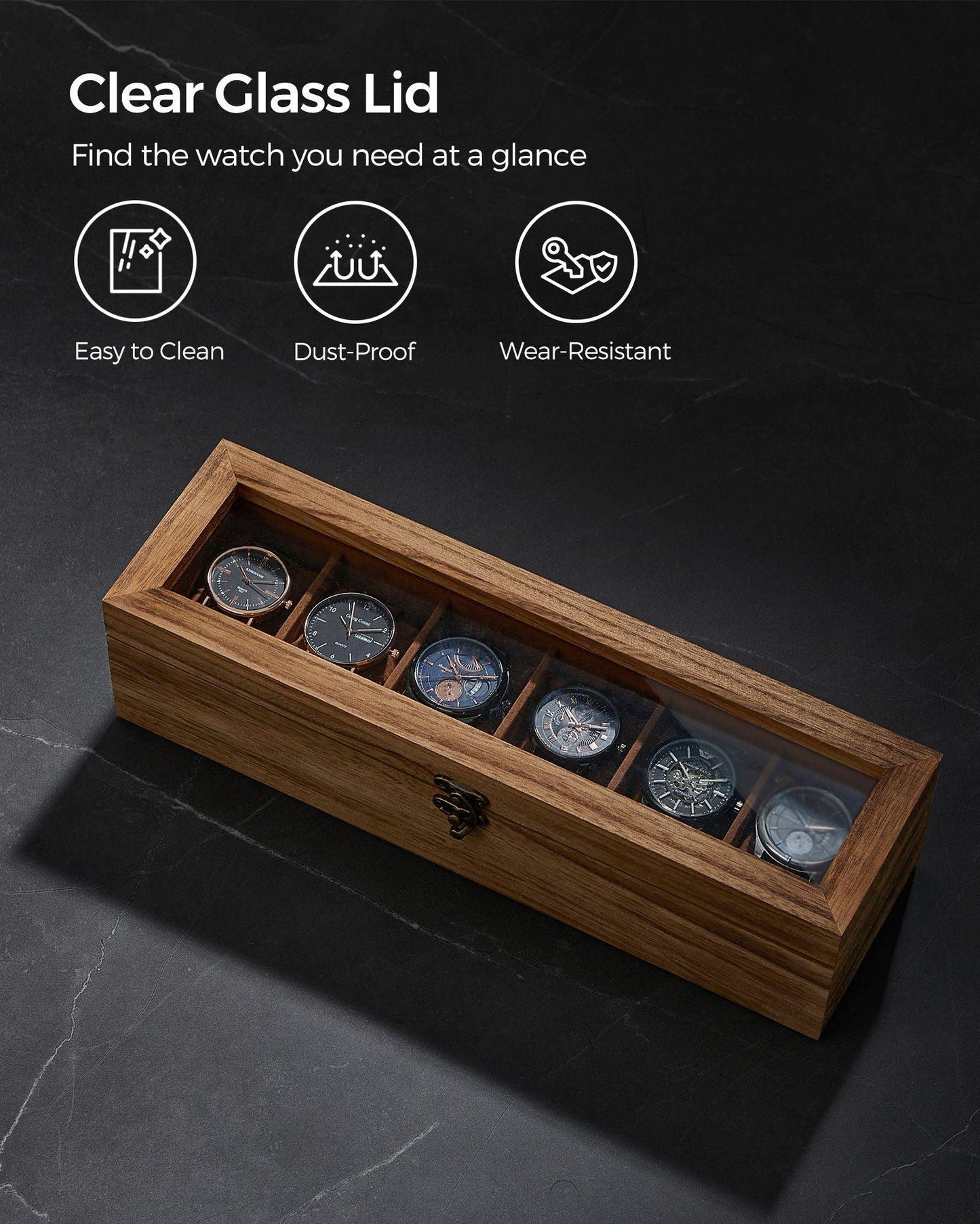6-Slot Watch Case with Glass Lid FredCo