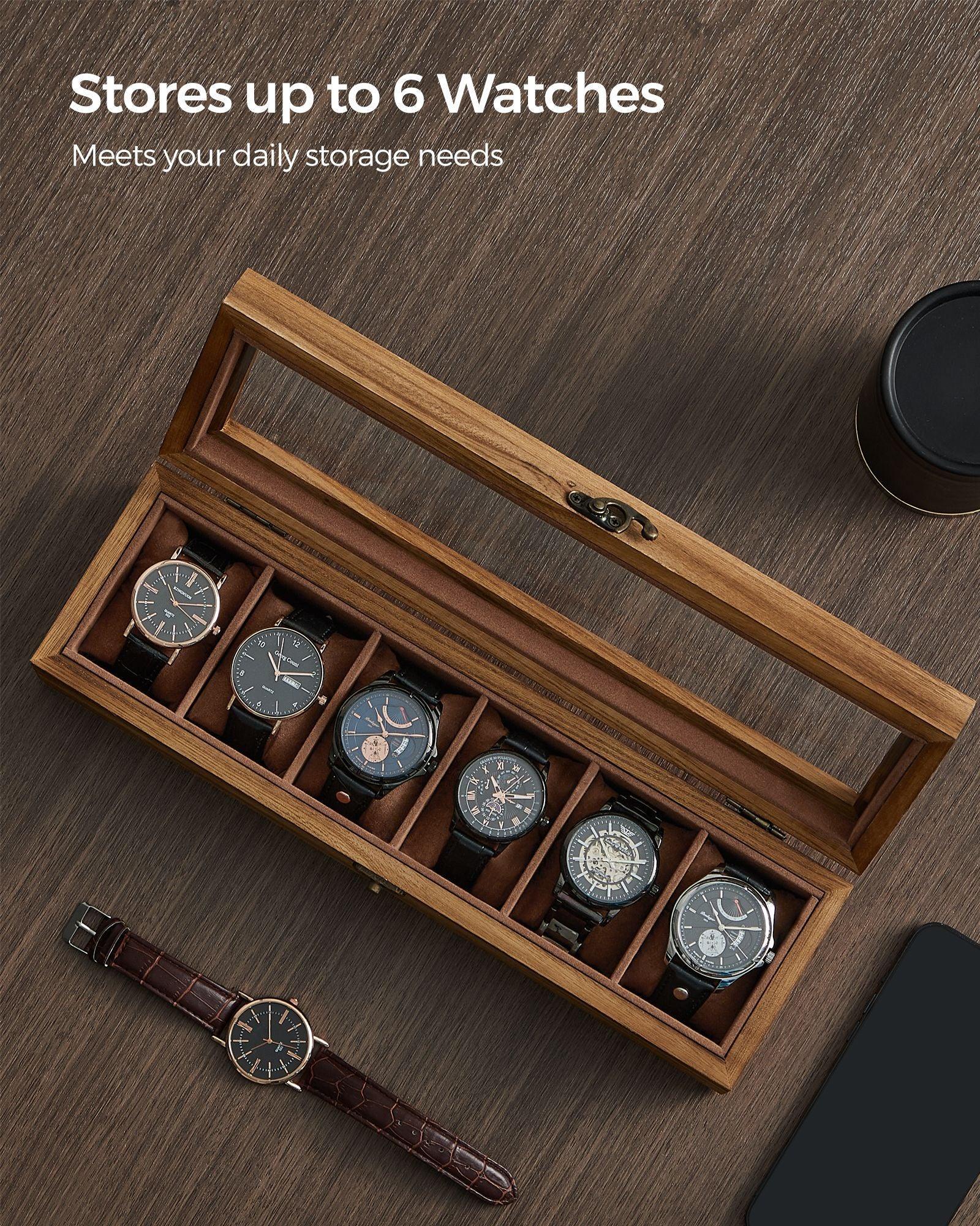 6-Slot Watch Case with Glass Lid FredCo