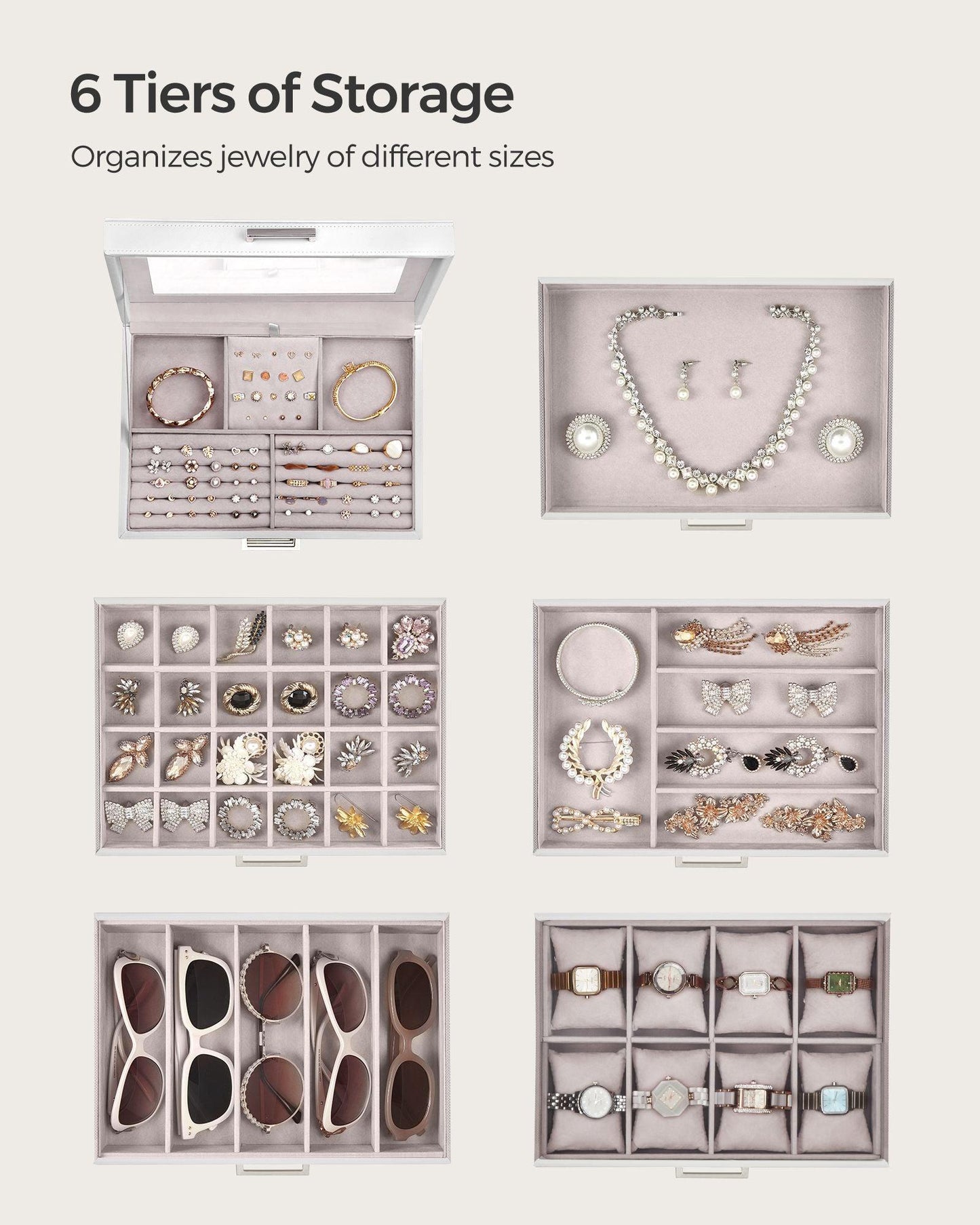 6-Tier JJewelry Box with Mirror FredCo