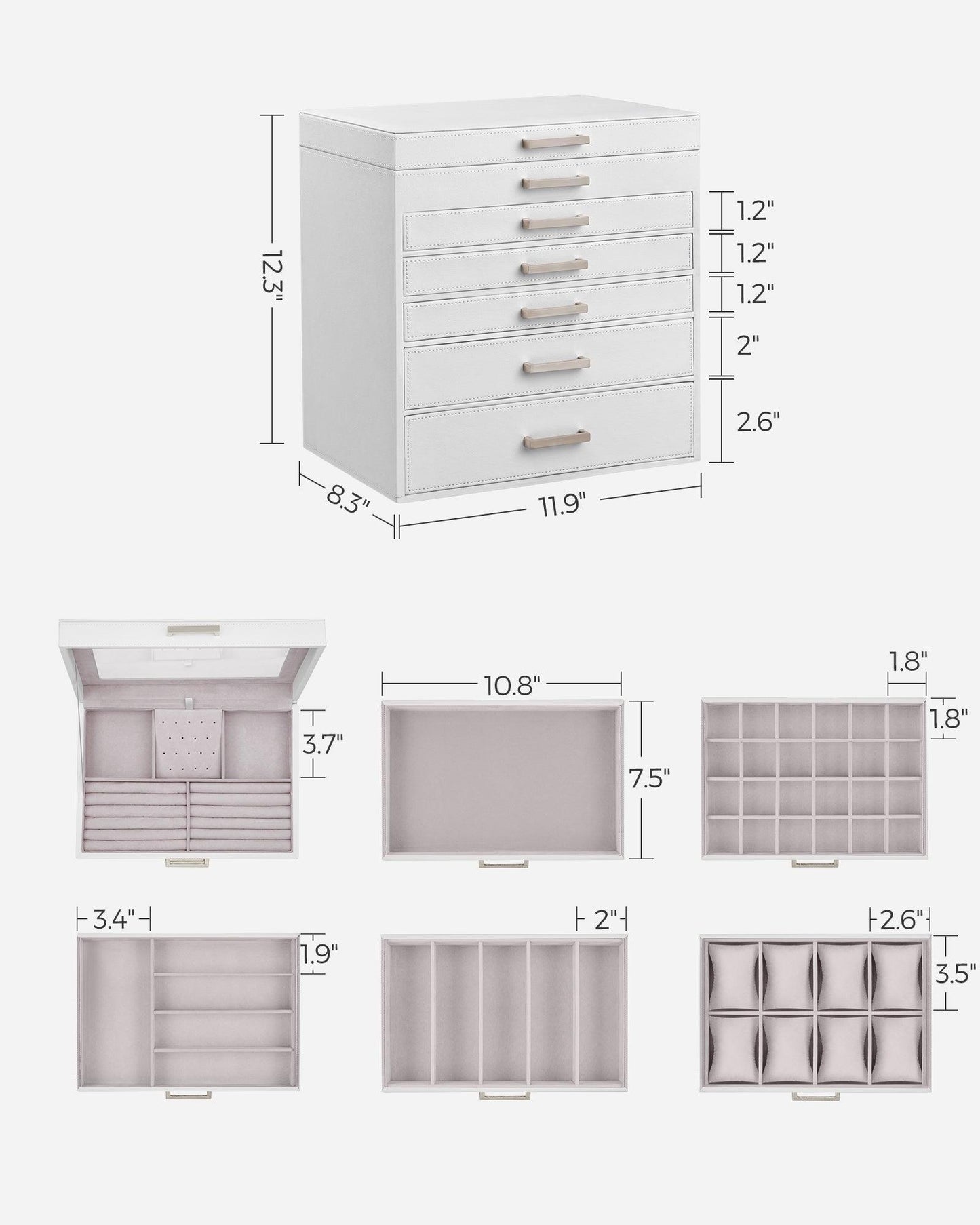 6-Tier JJewelry Box with Mirror FredCo