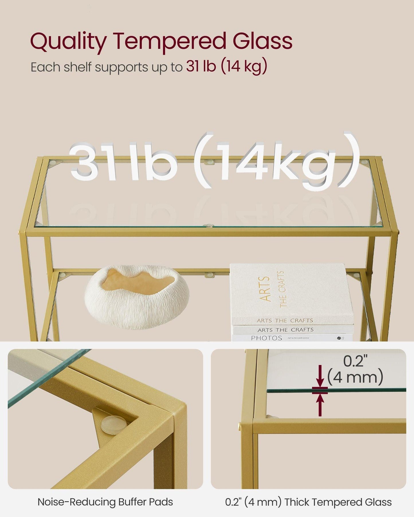 6-Tier Shelving Metallic Gold FredCo
