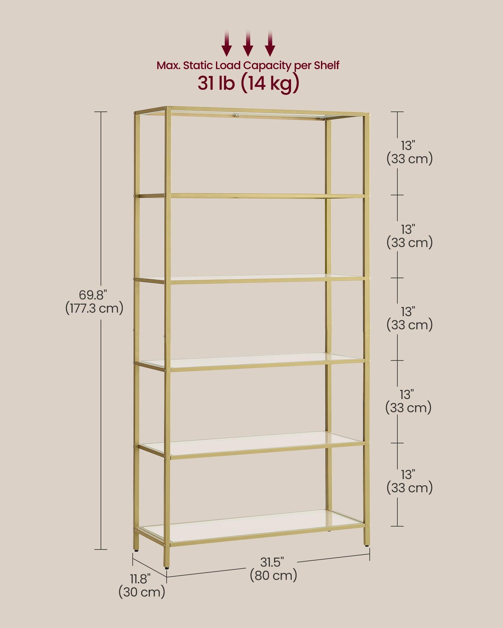 6-Tier Shelving Metallic Gold FredCo