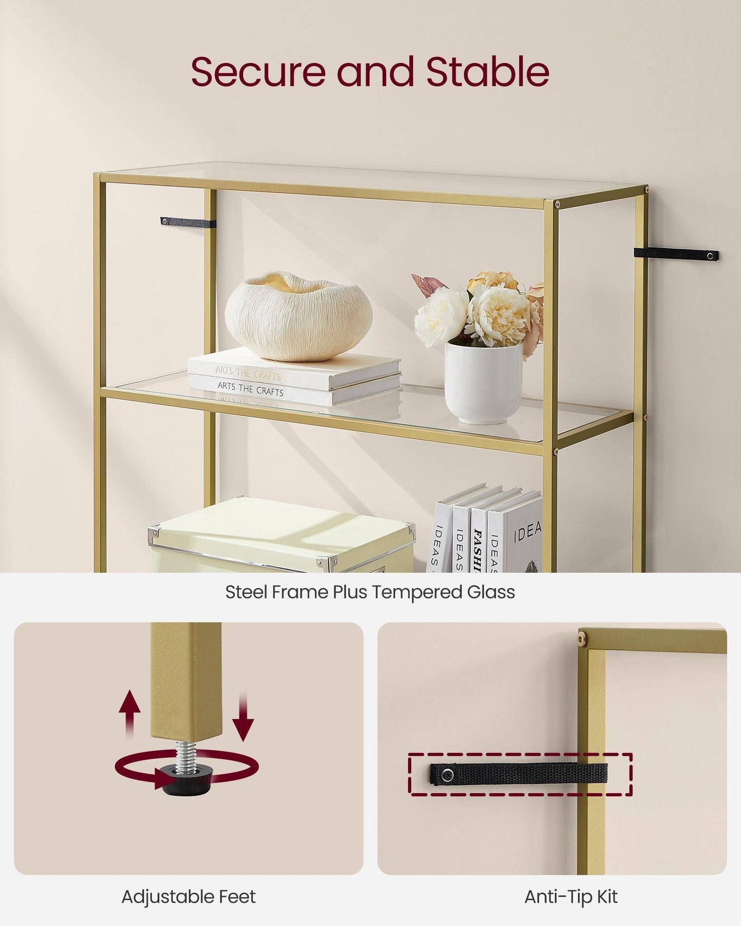 6-Tier Shelving Metallic Gold FredCo