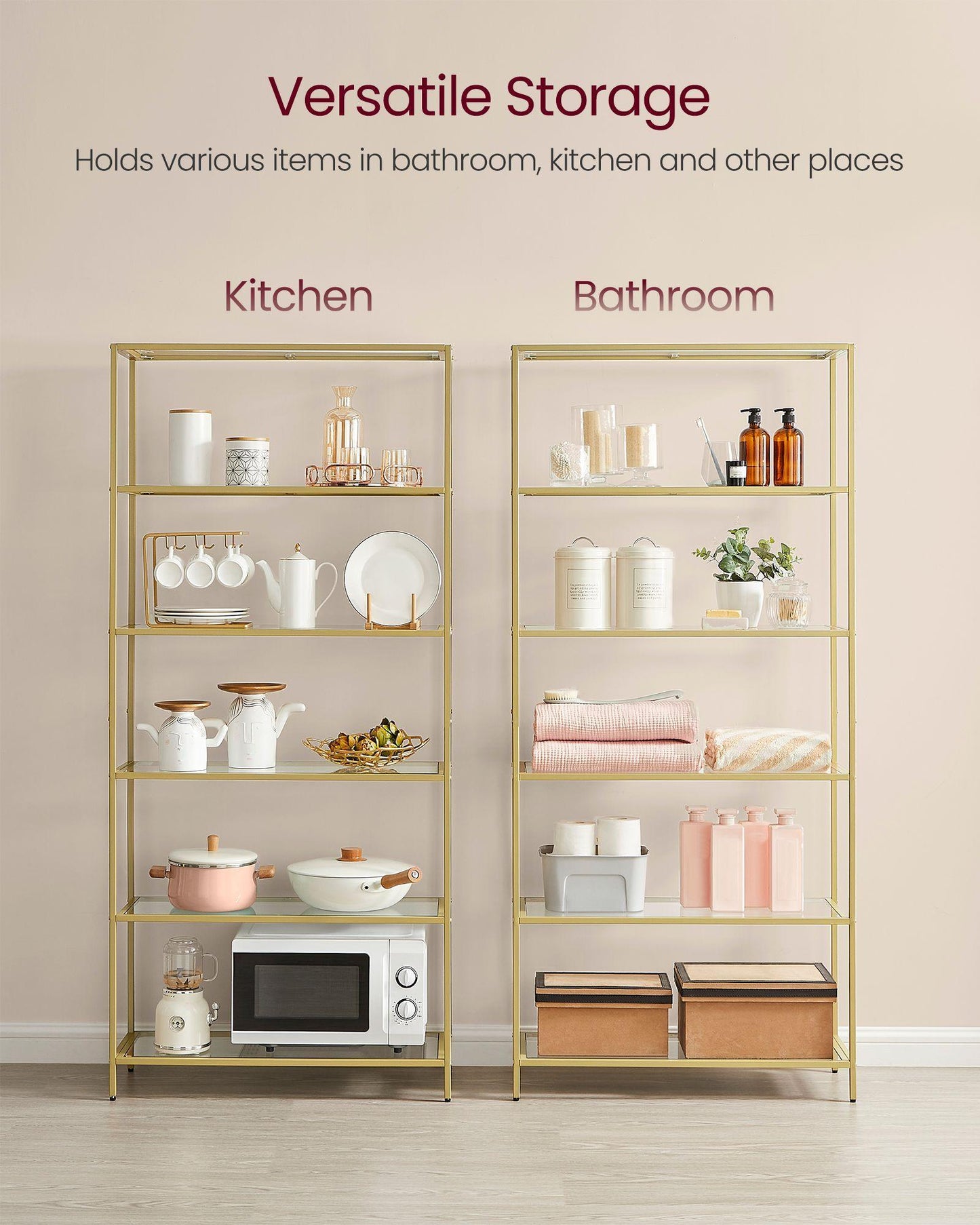6-Tier Shelving Metallic Gold FredCo