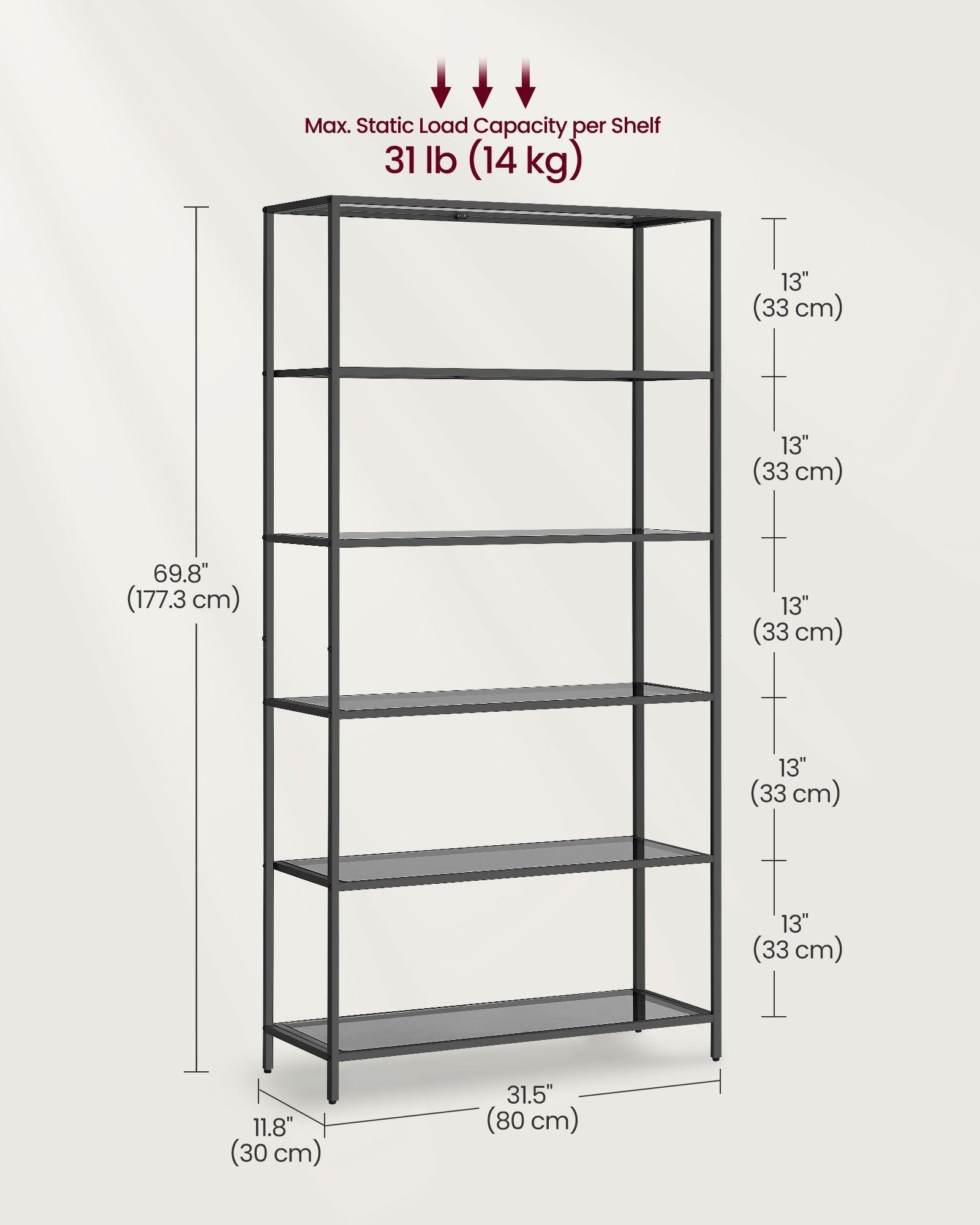 6-Tier Shelving Unit Ink Black and Slate Gray FredCo