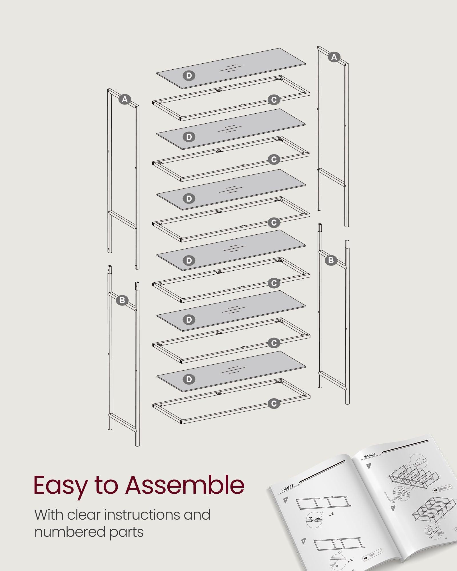 6-Tier Shelving Unit Ink Black and Slate Gray FredCo