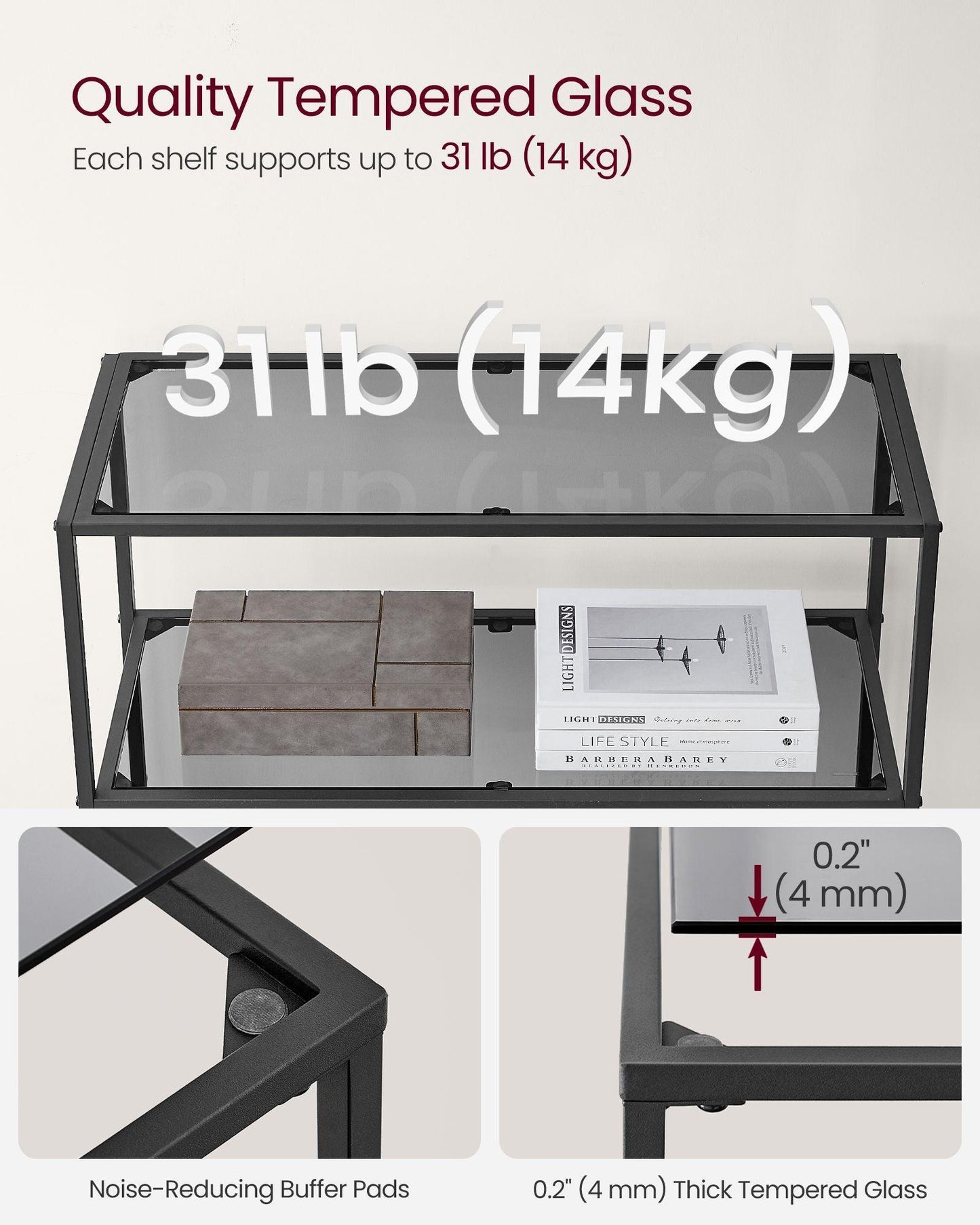 6-Tier Shelving Unit Ink Black and Slate Gray FredCo