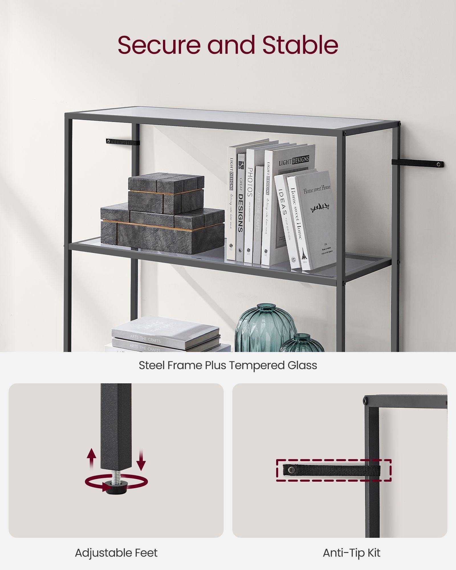 6-Tier Shelving Unit Ink Black and Slate Gray FredCo
