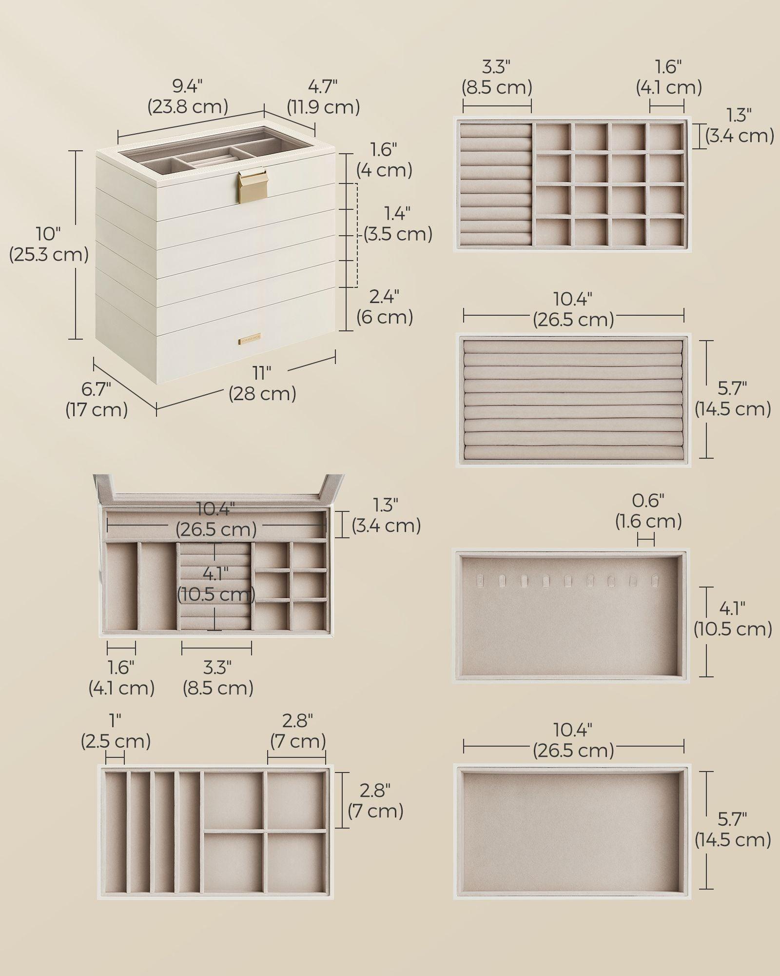 6-Tier Stackable Jewelry Trays Cloud White FredCo