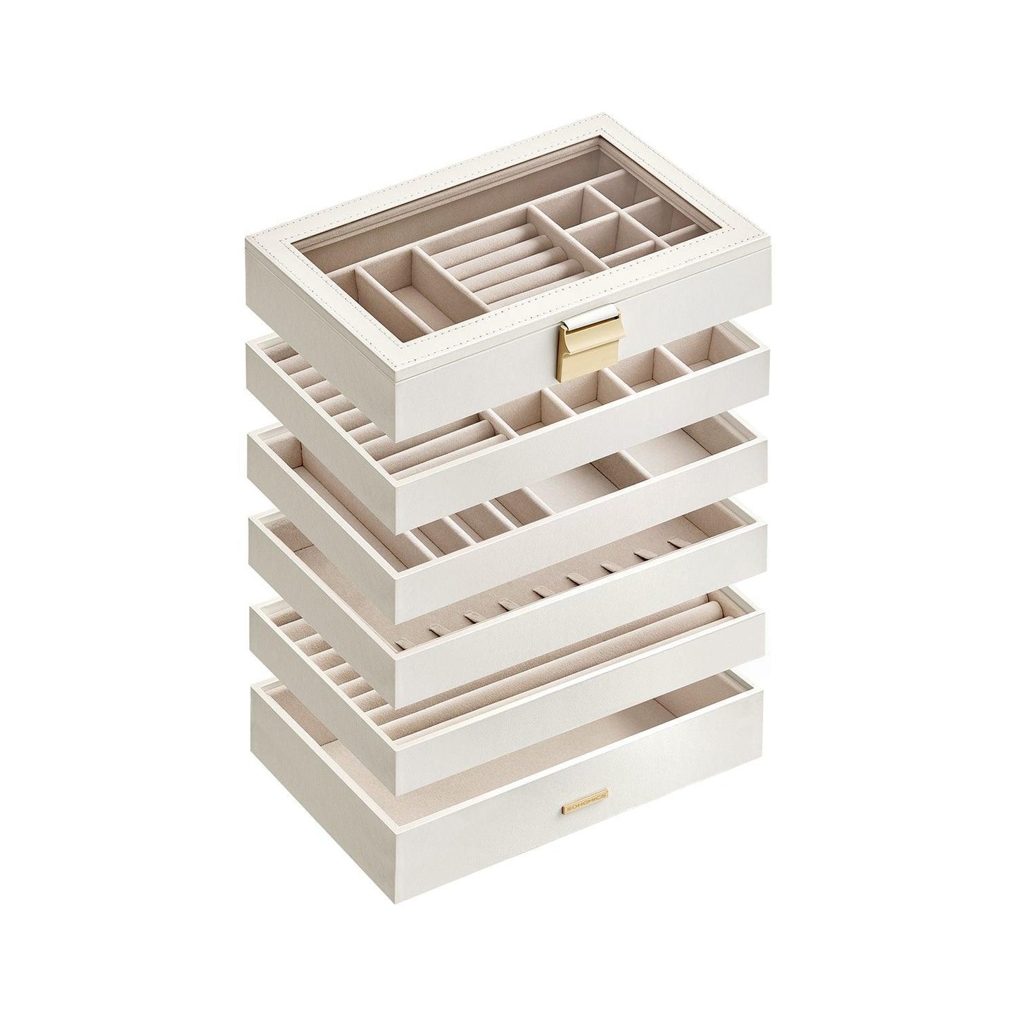 6-Tier Stackable Jewelry Trays Cloud White FredCo