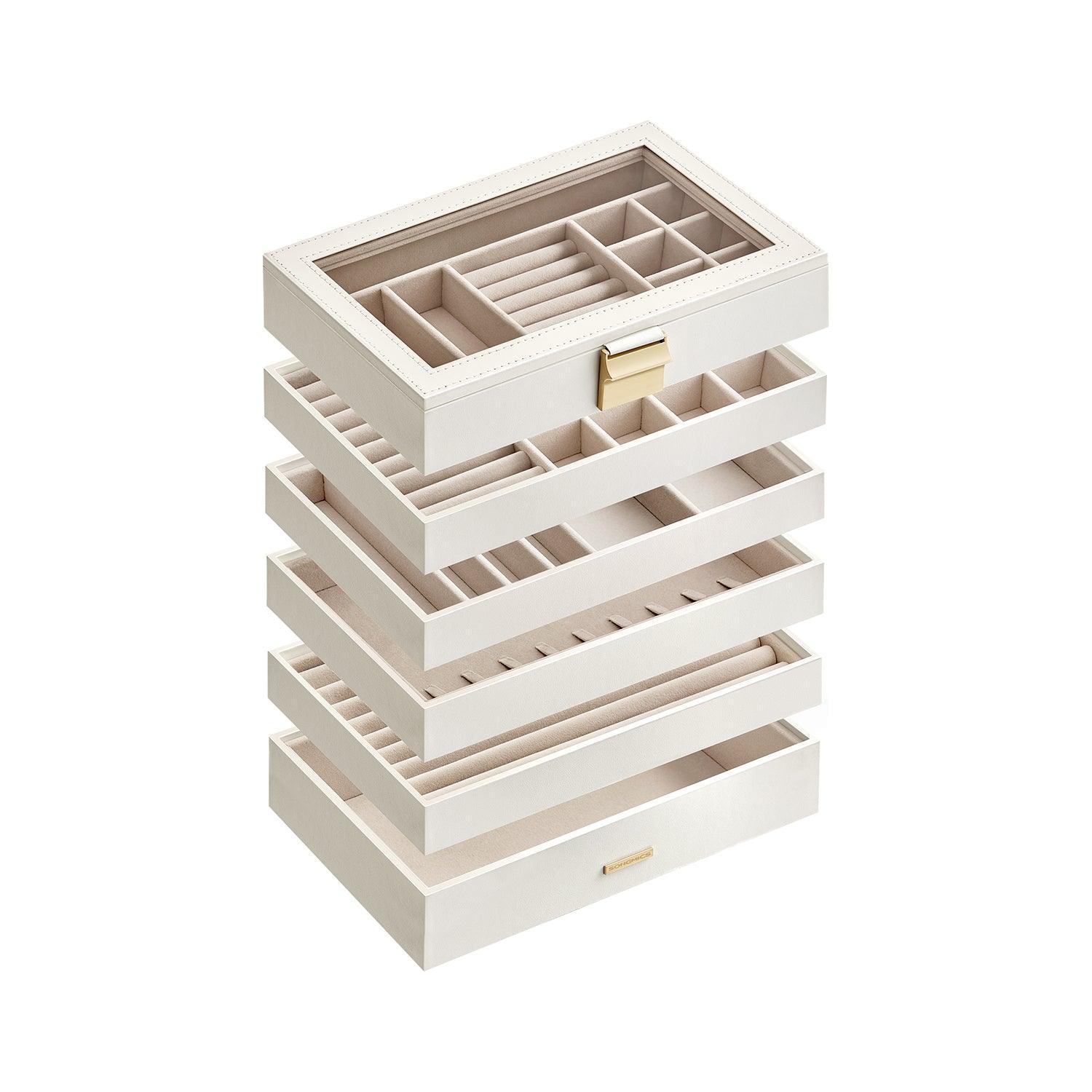 6-Tier Stackable Jewelry Trays Cloud White FredCo