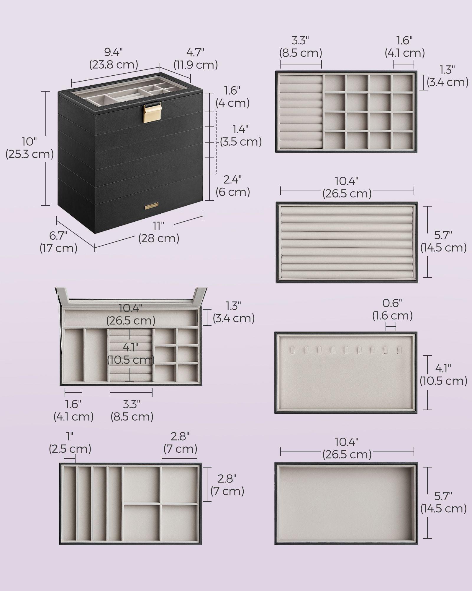 6-Tier Stackable Jewelry Trays Ink Black FredCo