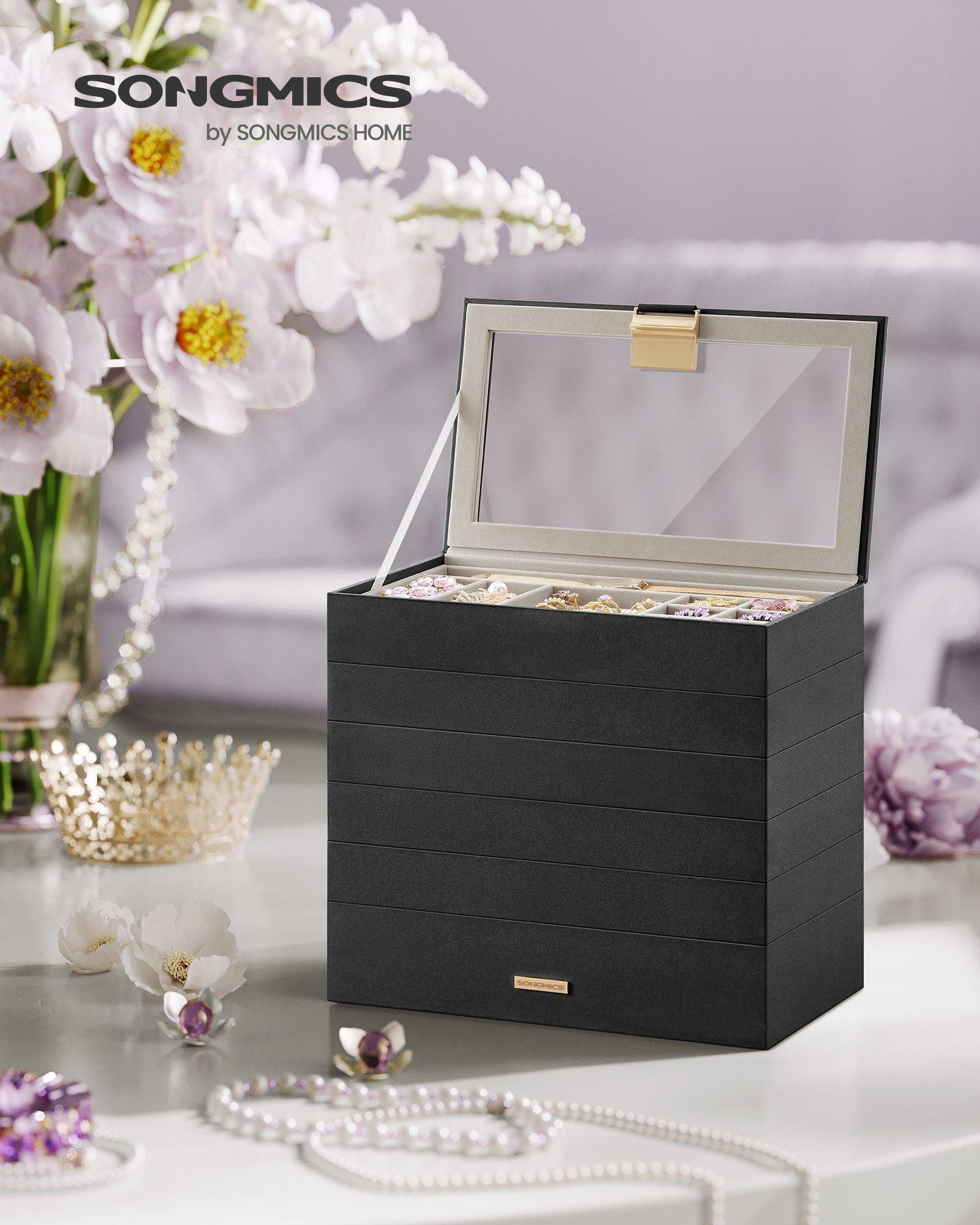 6-Tier Stackable Jewelry Trays Ink Black FredCo