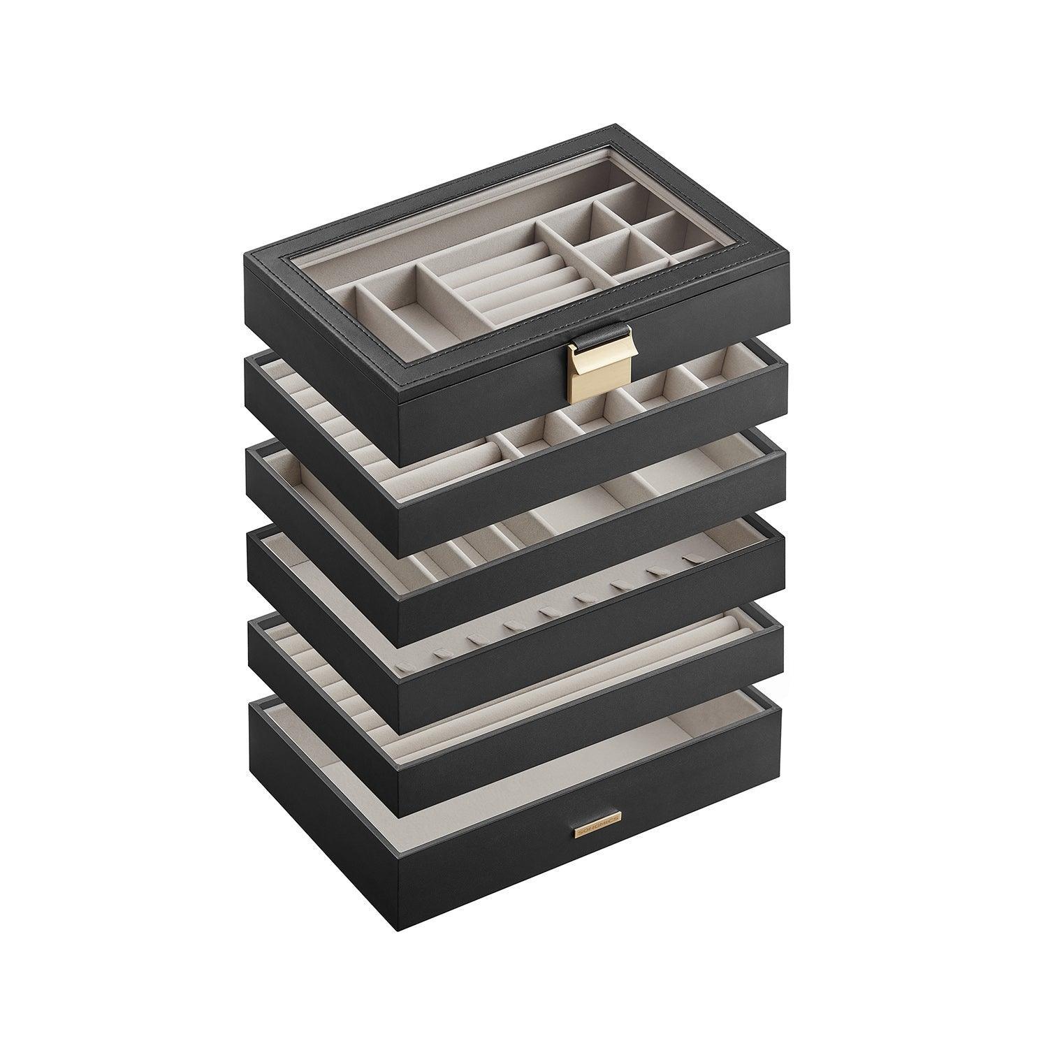 6-Tier Stackable Jewelry Trays Ink Black FredCo