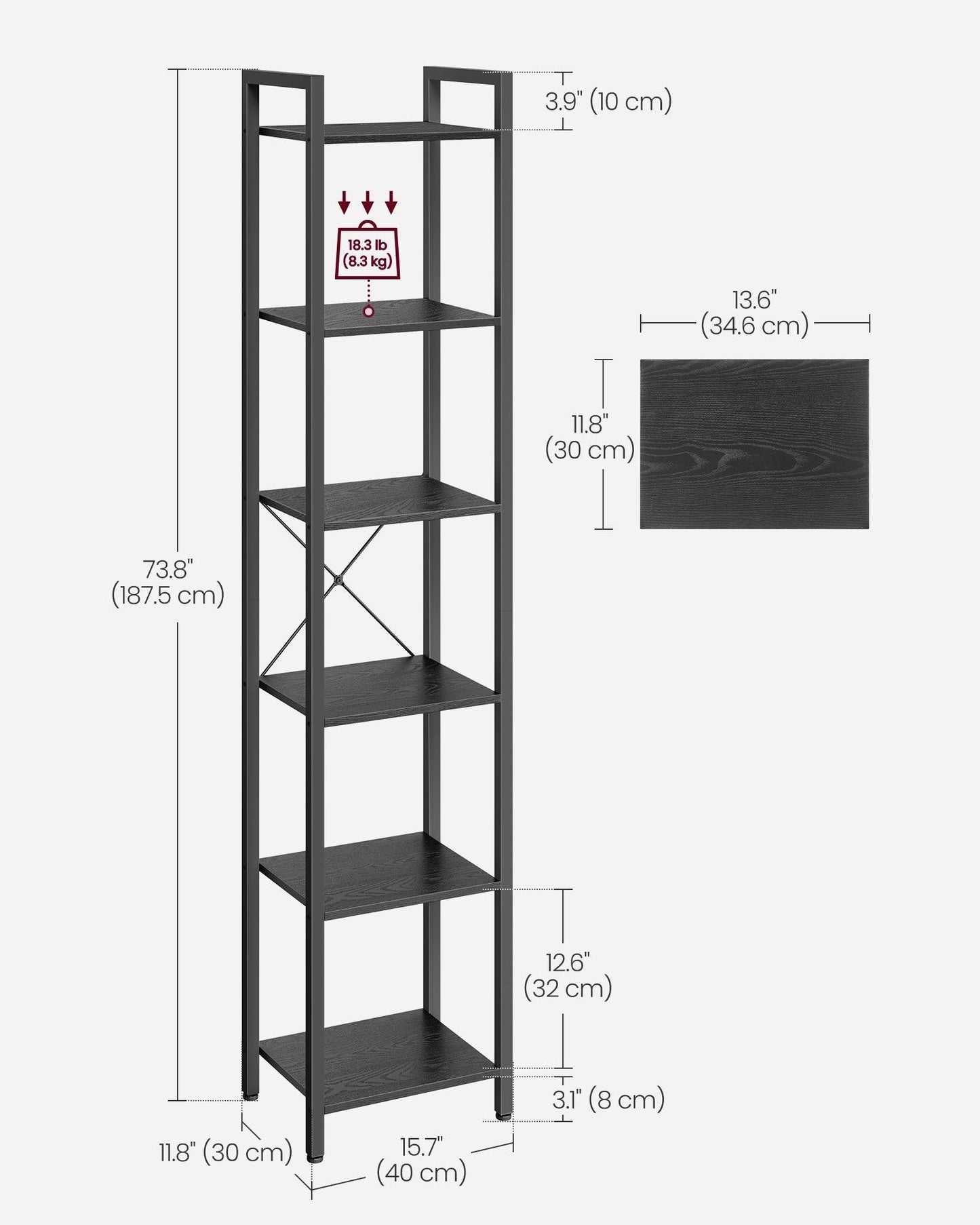 6-Tier Tall Bookshelf FredCo