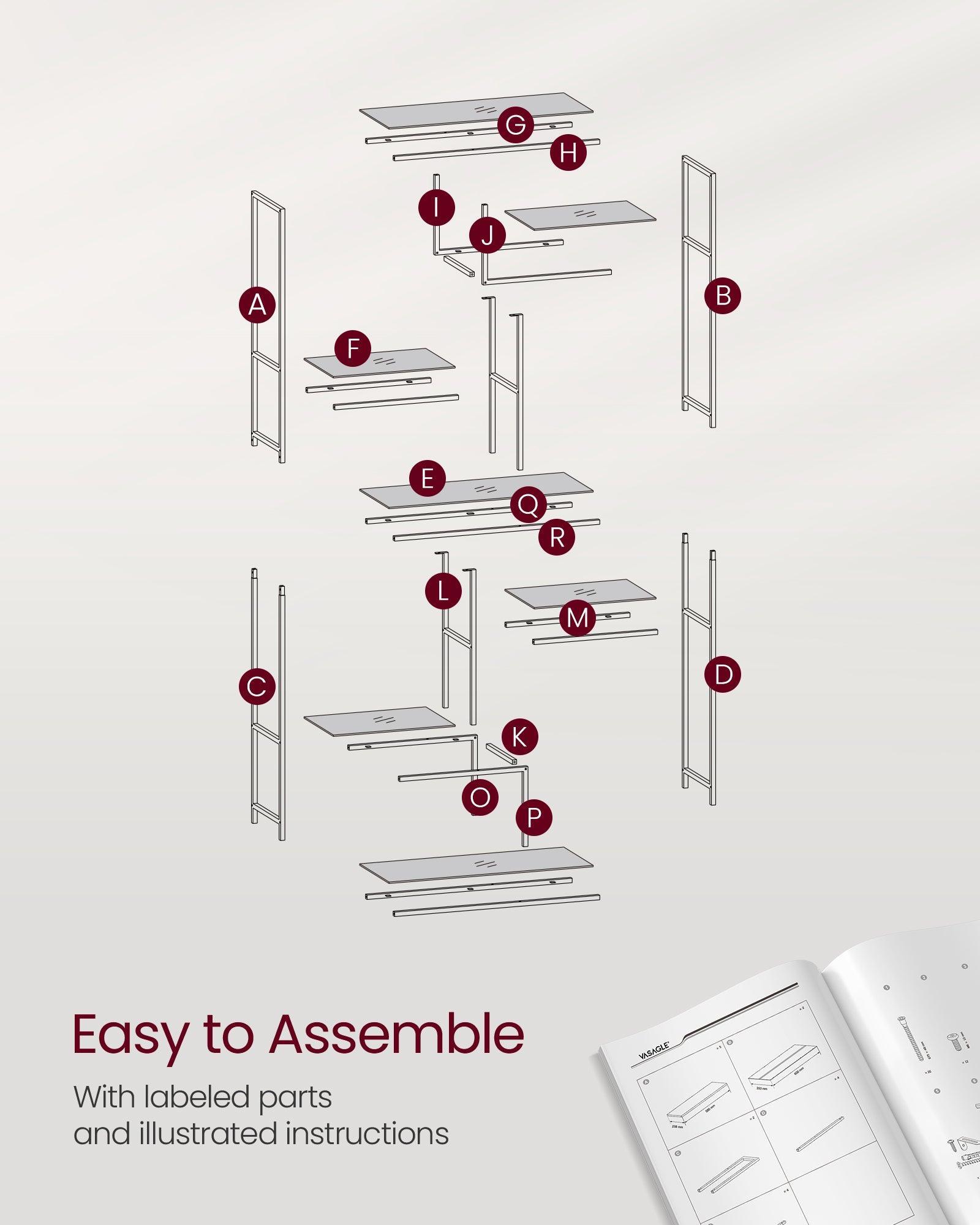6-Tier Tall Bookshelf with Tempered Glass Shelves FredCo