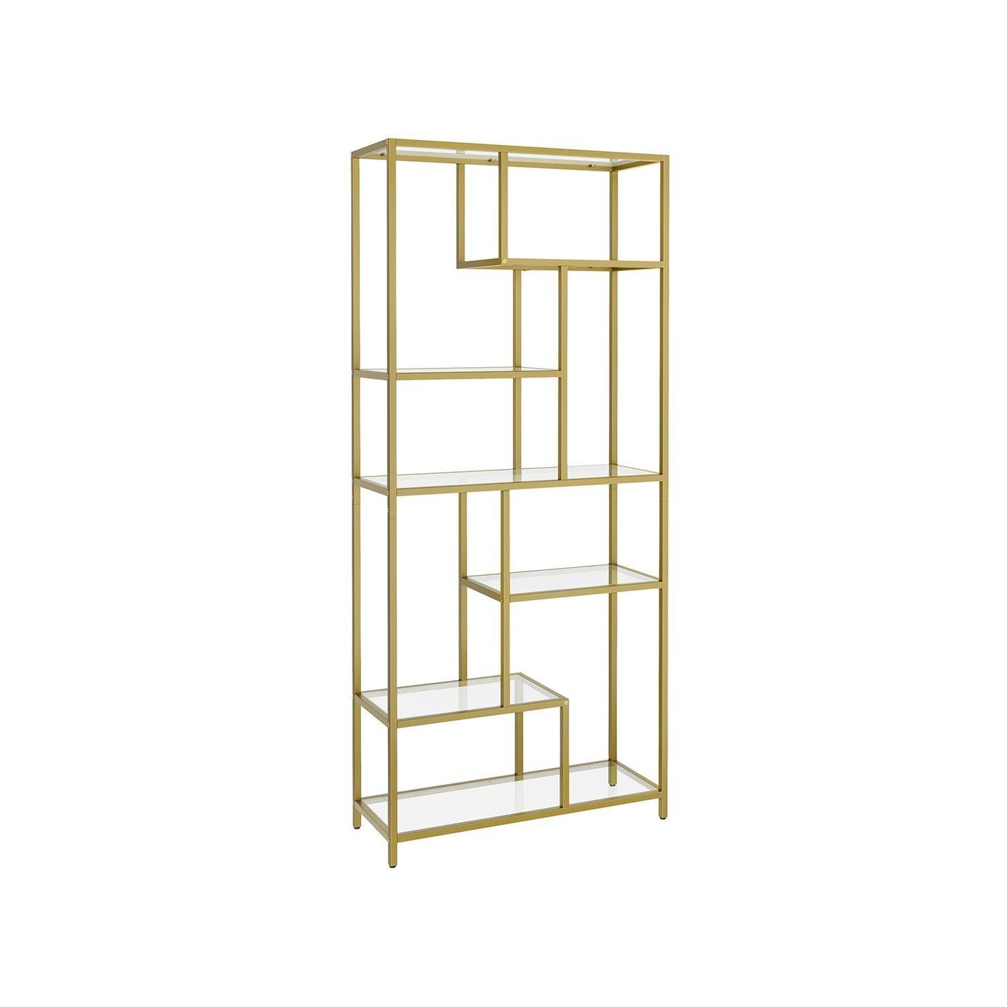 6-Tier Tall Bookshelf with Tempered Glass Shelves FredCo