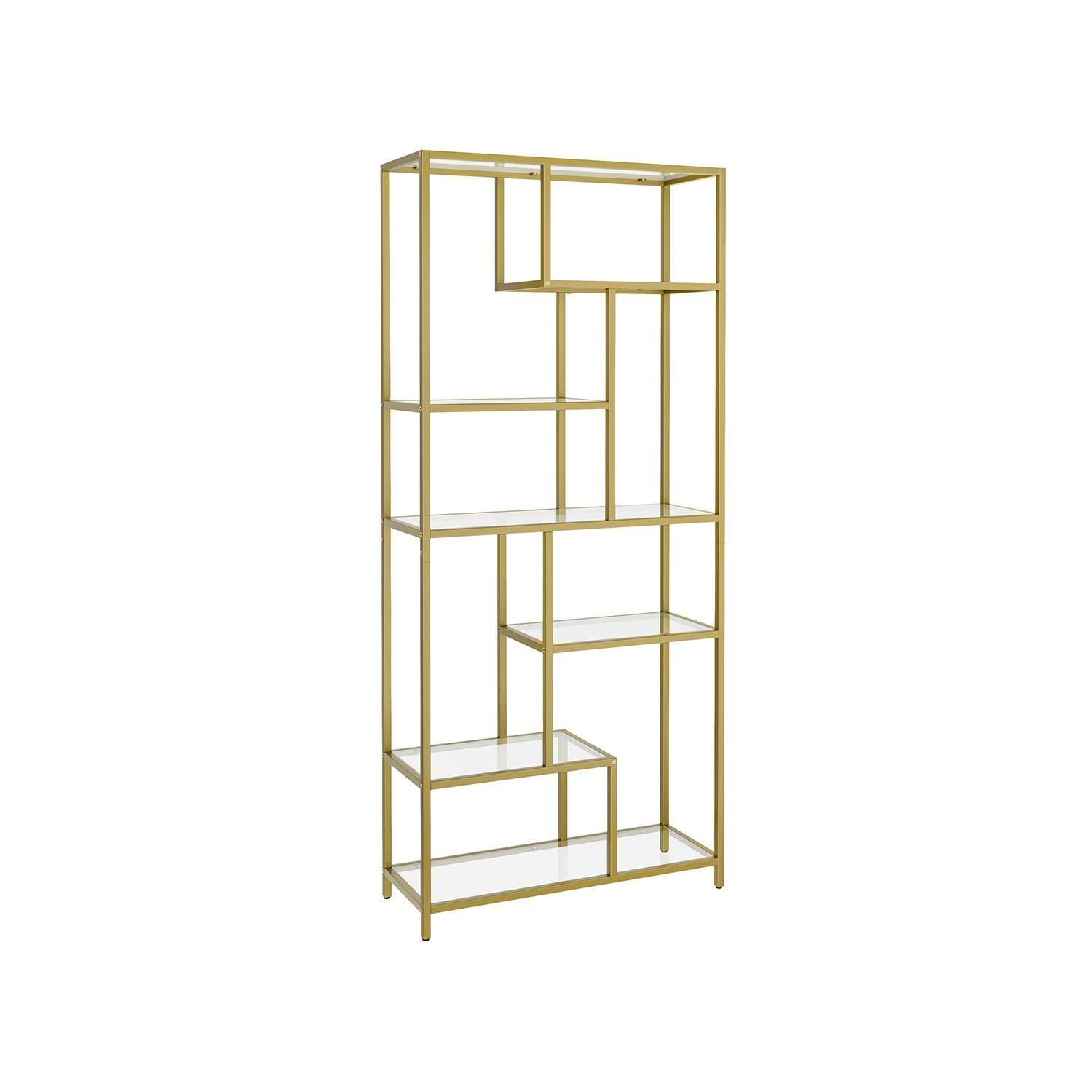 6-Tier Tall Bookshelf with Tempered Glass Shelves FredCo