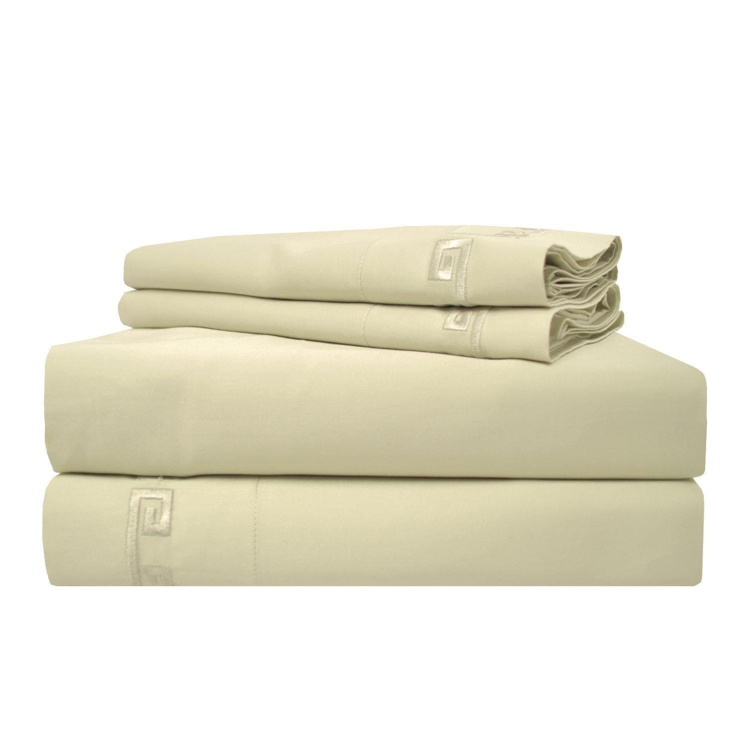 600-Thread Count 100% Egyptian Cotton Greek Key Deep Pocket Sheet Set FredCo