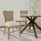 Classic Retro Dining Chair Set of 2 with Rattan Backrest, Dark Brown Rubberwood Frame, Beige Fabric Cushion FredCo