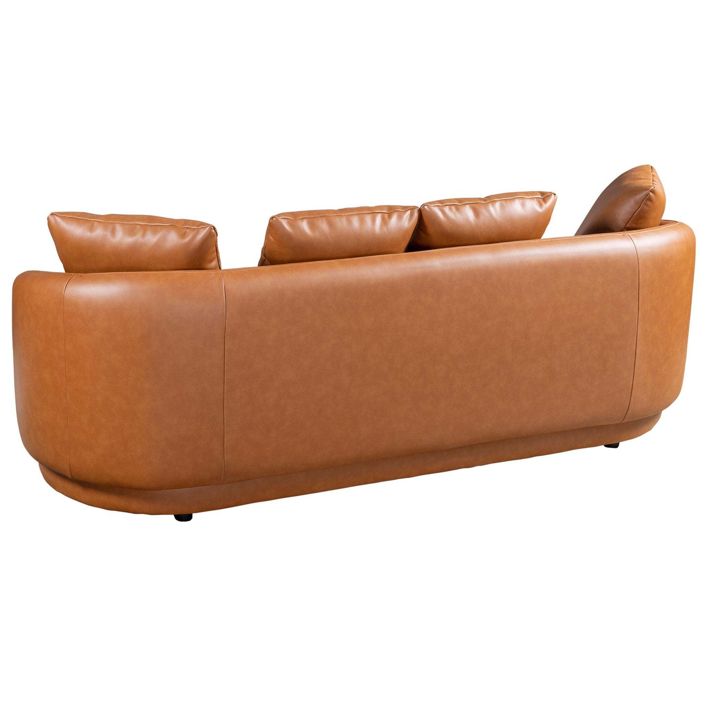 Dylan Modern Cognac Leather Sofa with Composite Leather and Eucalyptus Frame, 85'W FredCo