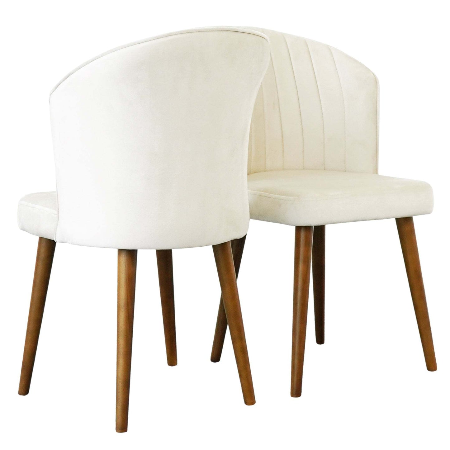 Parsons Dining Chair Set of 2 - Stylish Beige Velvet with Solid Wood Frame FredCo