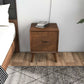 Alexandra Mid-Century Modern Night Stand with 2 Drawers in Walnut Brown Solid Wood 24.8'H x 17.7'W x 15.7'D FredCo