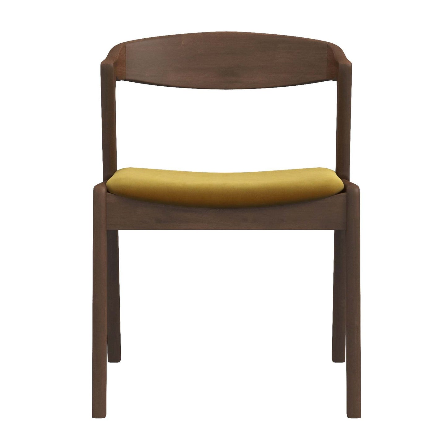 Dakota Dark Yellow Velvet Dining Chair (Set of 2) With Solid Wood Legs and Mid-Century Modern Design 29.3'H x 16'W x 22'D FredCo