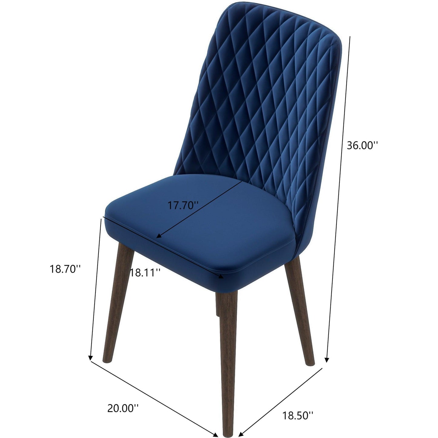 Best selling Katie Mid-Century Modern Velvet Dining Chair (Set Of 2)- Blue, Solid Wood, 20x18x36 Inches Table Chairs for Living Room Bedroom Outdoor Lounge FredCo