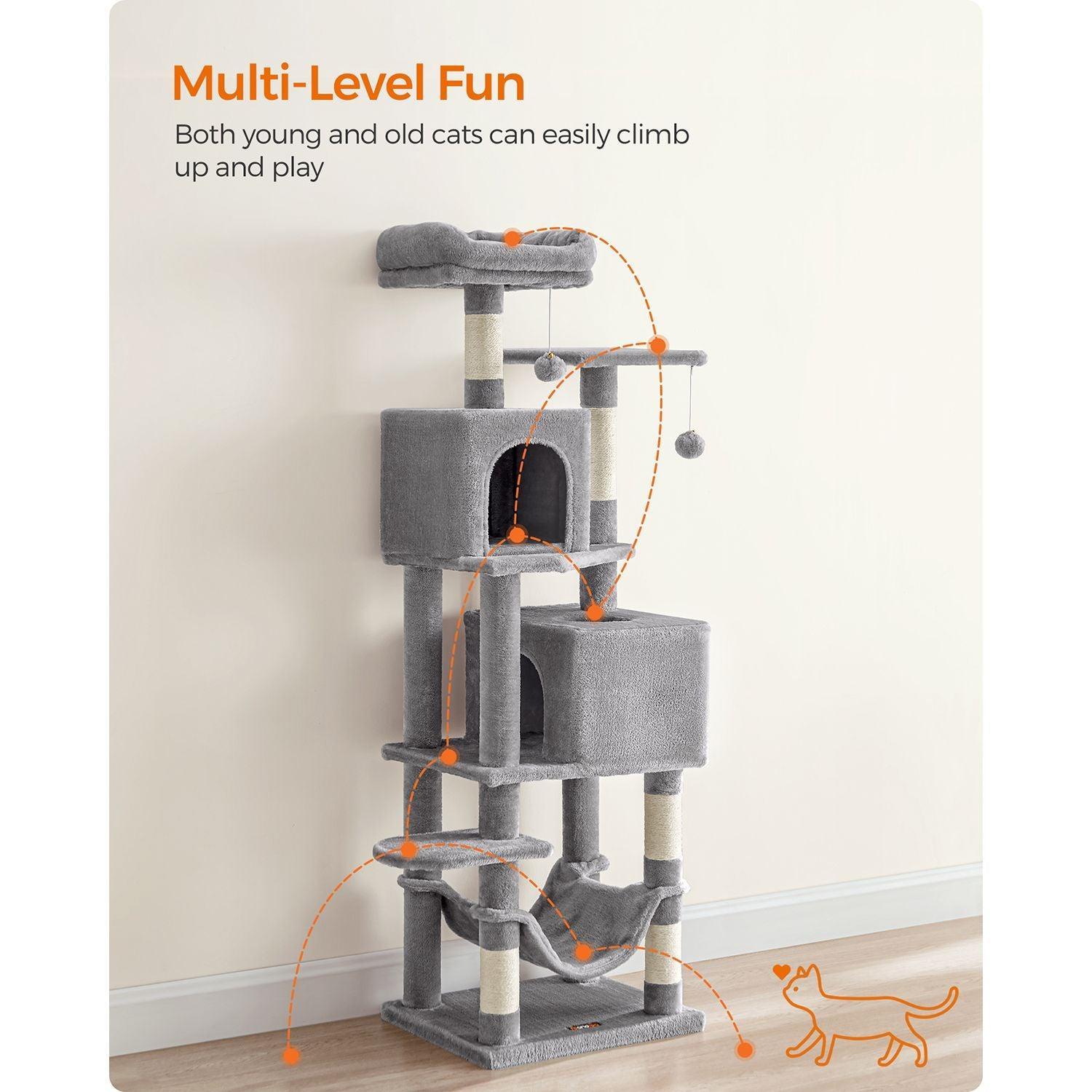 61-Inch Cat Tree Light Gray FredCo
