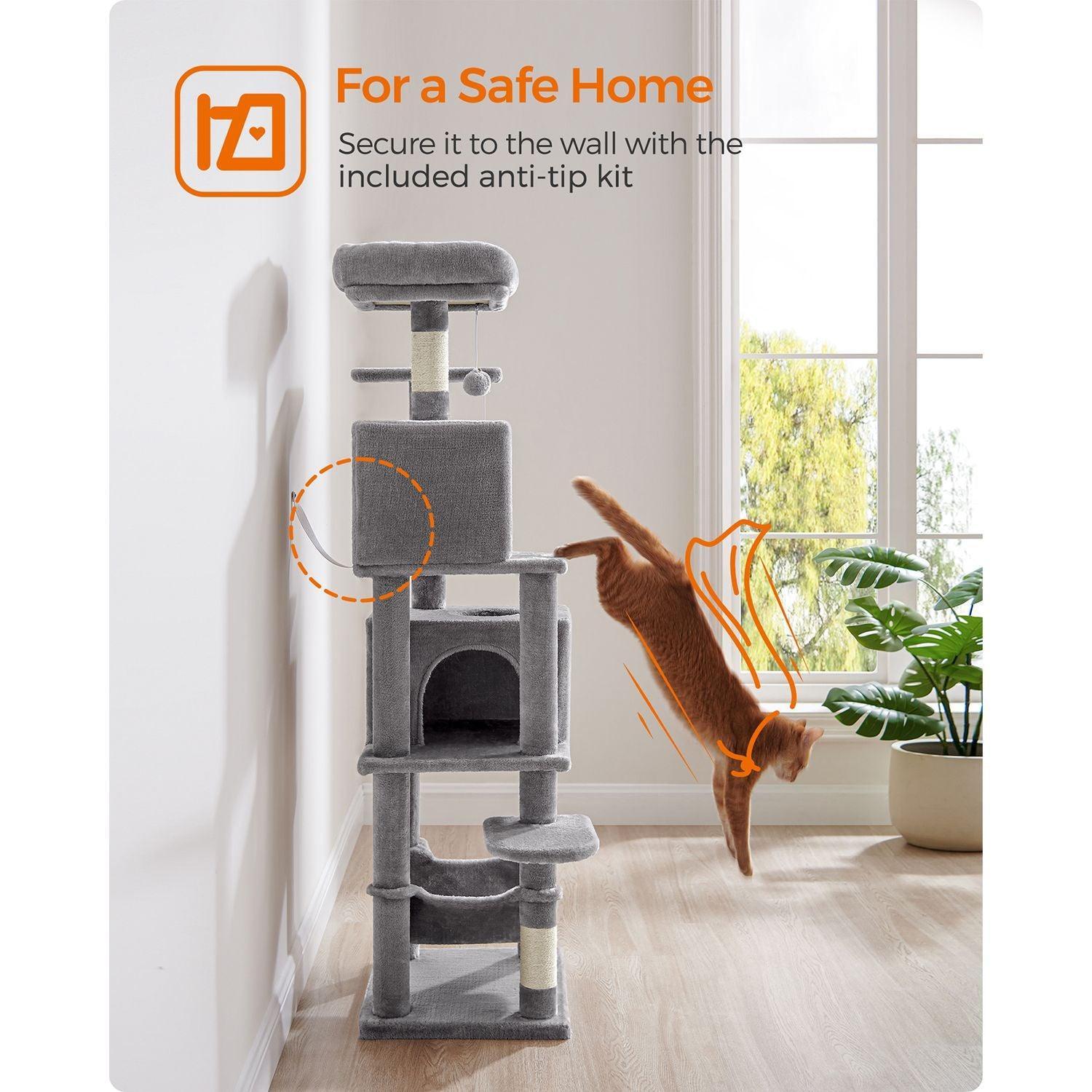 61-Inch Cat Tree Light Gray FredCo