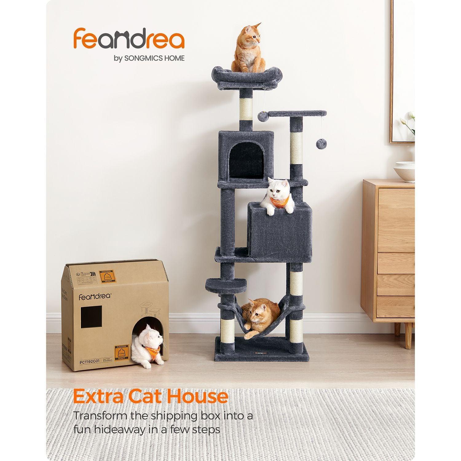 61-Inch Cat Tree Smoky Gray FredCo