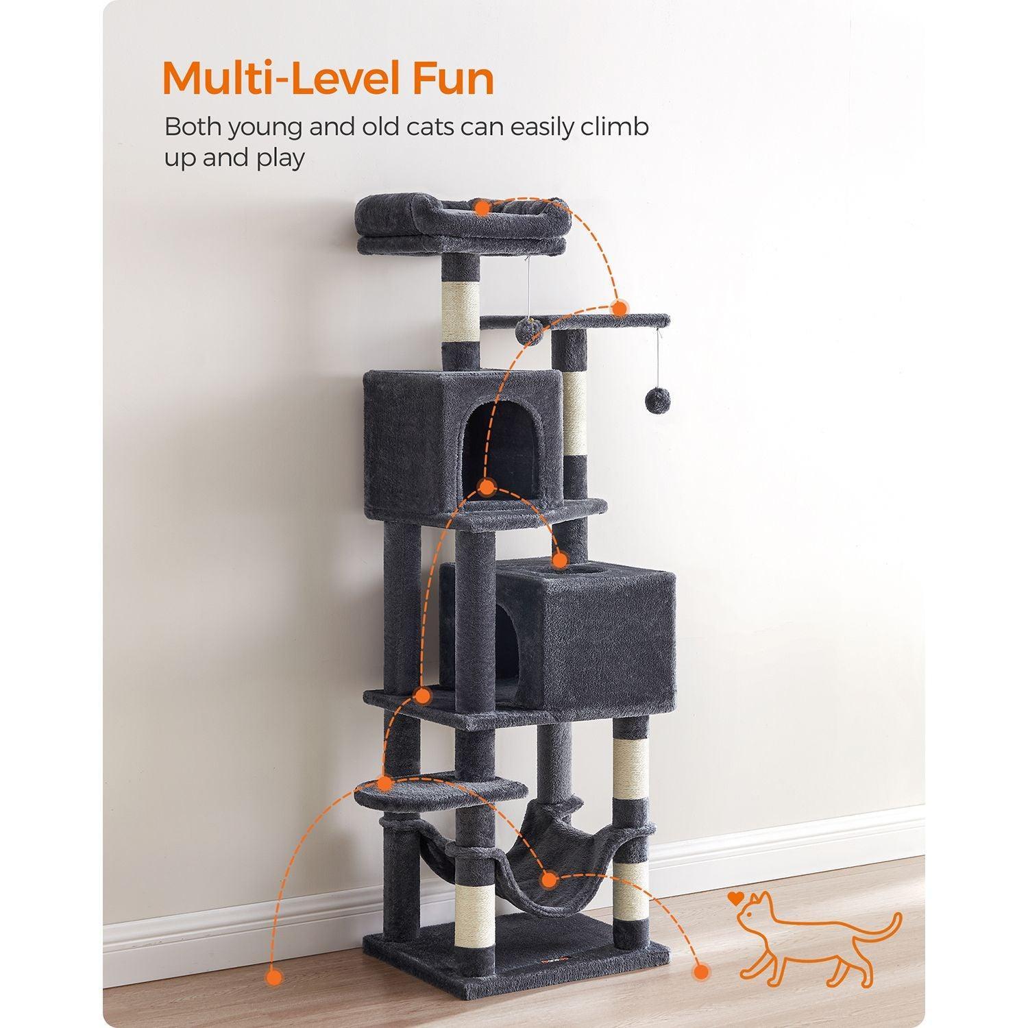 61-Inch Cat Tree Smoky Gray FredCo