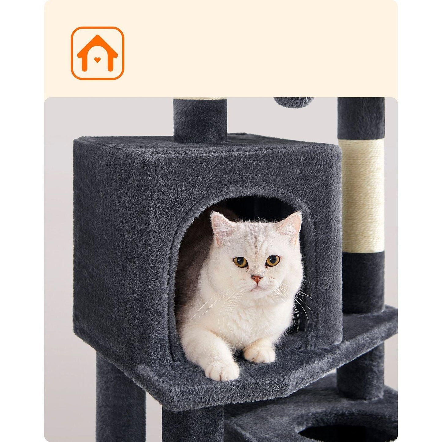 61-Inch Cat Tree Smoky Gray FredCo