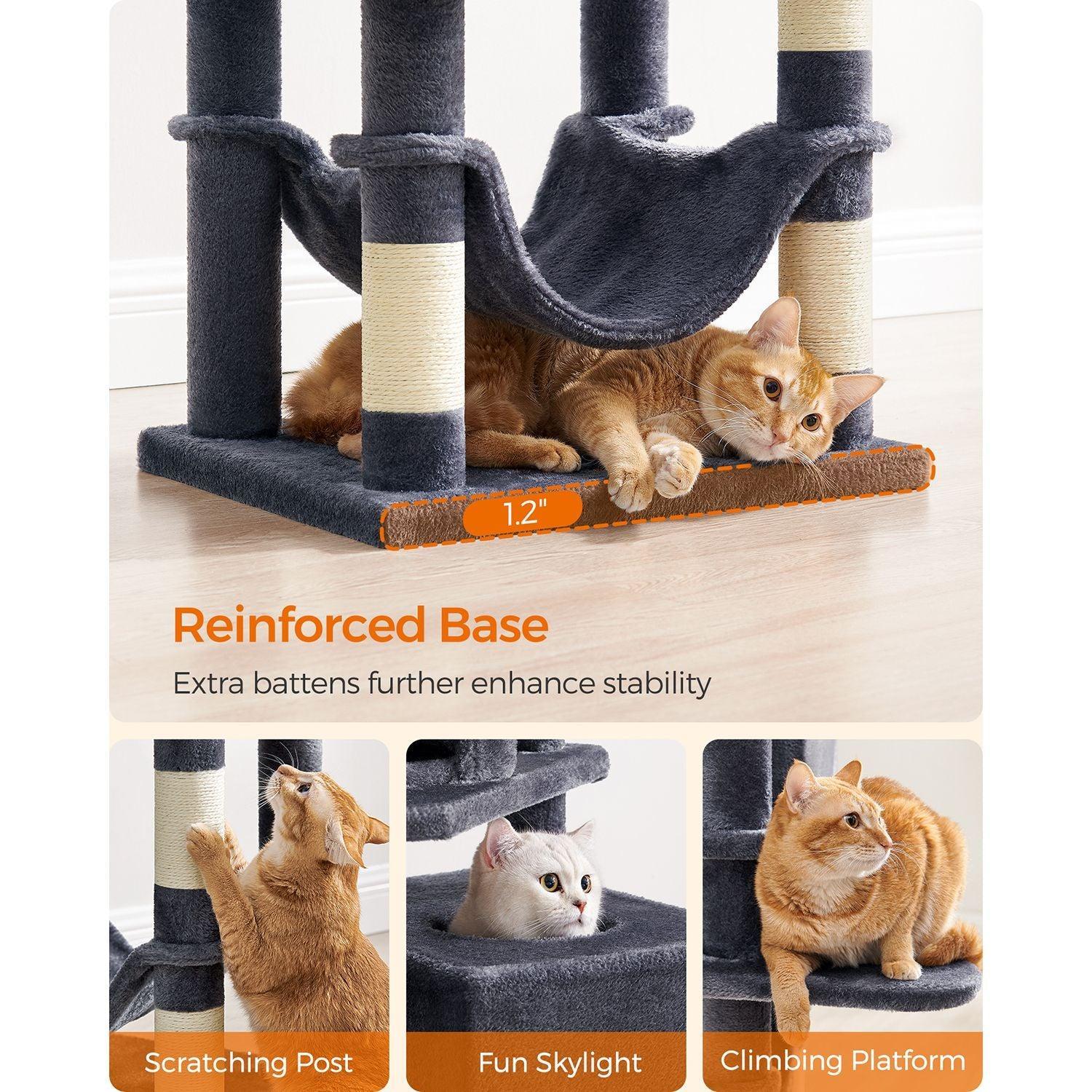 61-Inch Cat Tree Smoky Gray FredCo