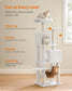61" Tall Multi-Level Cat Tree with Scratching Posts Cream White FredCo