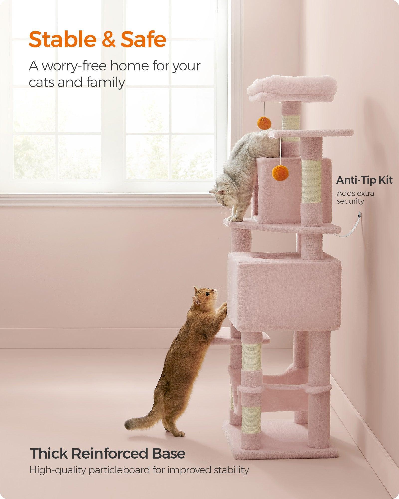 61" Tall Multi-Level Cat Tree with Scratching Posts Jelly Pink FredCo