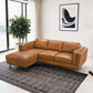 Chase Genuine Leather Sectional Left Facing Sofa Tan Leather 90.90 inches FredCo