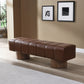 Upholstered Dining Bench for Dining Room, No-Assembly End of Bed Entryway Bench Ottoman for Bedroom Living Room, Brown PU Stool Top Wood Leg 300 LBS Weight Capacity FredCo