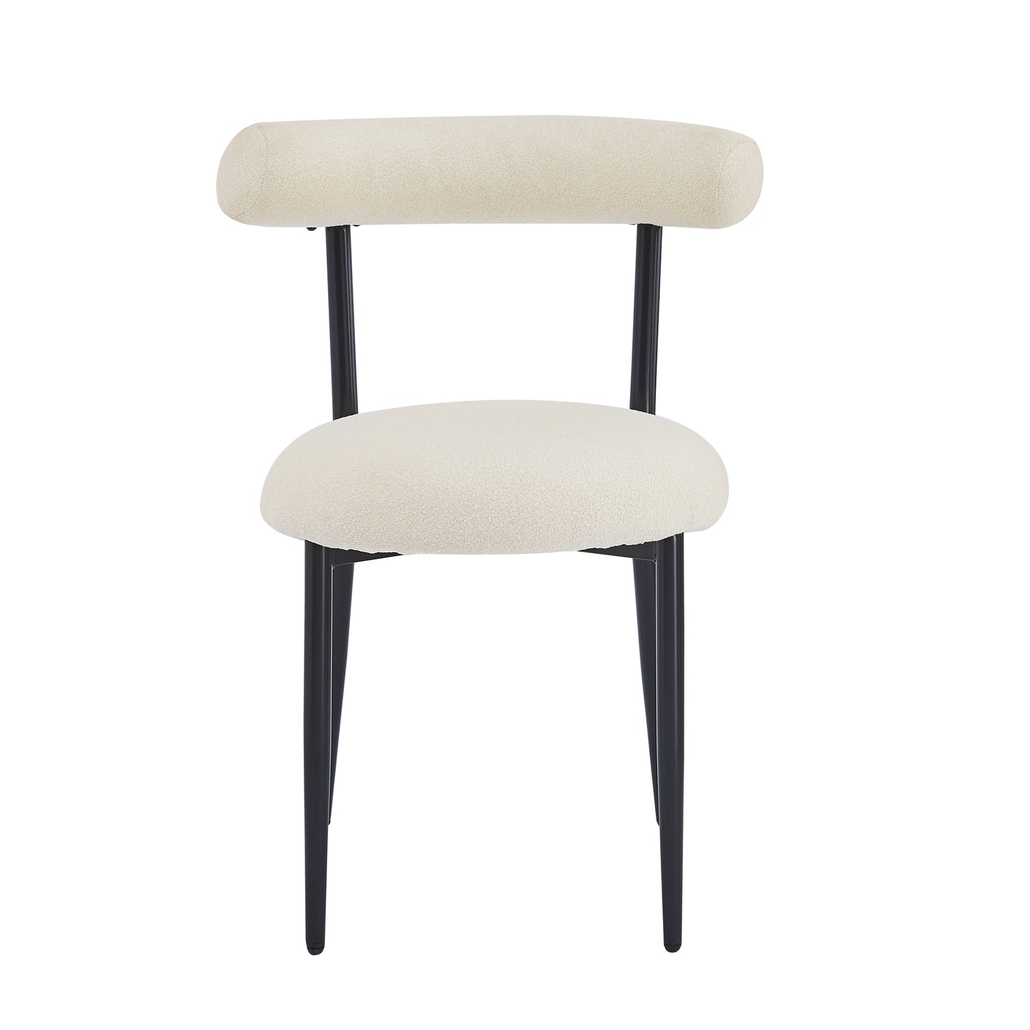 Dining Chair Set of 2, Modern Dining Room Chairs, Black Metal Frame, White Fabric FredCo