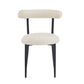 Dining Chair Set of 2, Modern Dining Room Chairs, Black Metal Frame, White Fabric FredCo