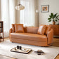 Dylan Modern Cognac Leather Sofa with Composite Leather and Eucalyptus Frame, 85'W FredCo