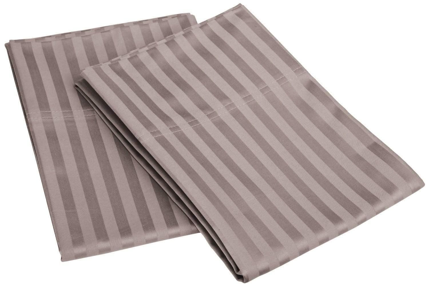 650-Thread Count 100% Egyptian Cotton Plush Striped Pillowcase Set FredCo