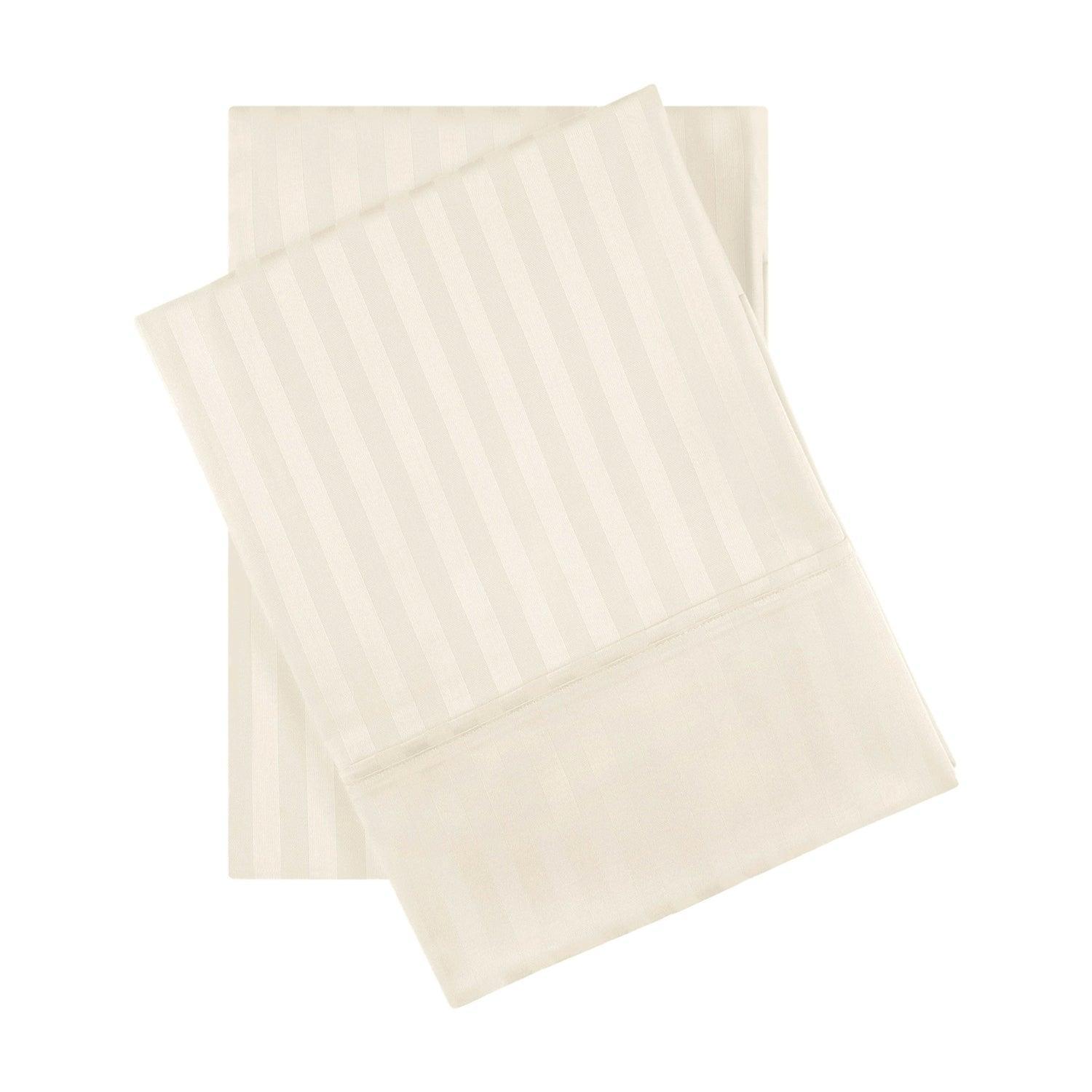 650-Thread Count 100% Egyptian Cotton Plush Striped Pillowcase Set FredCo