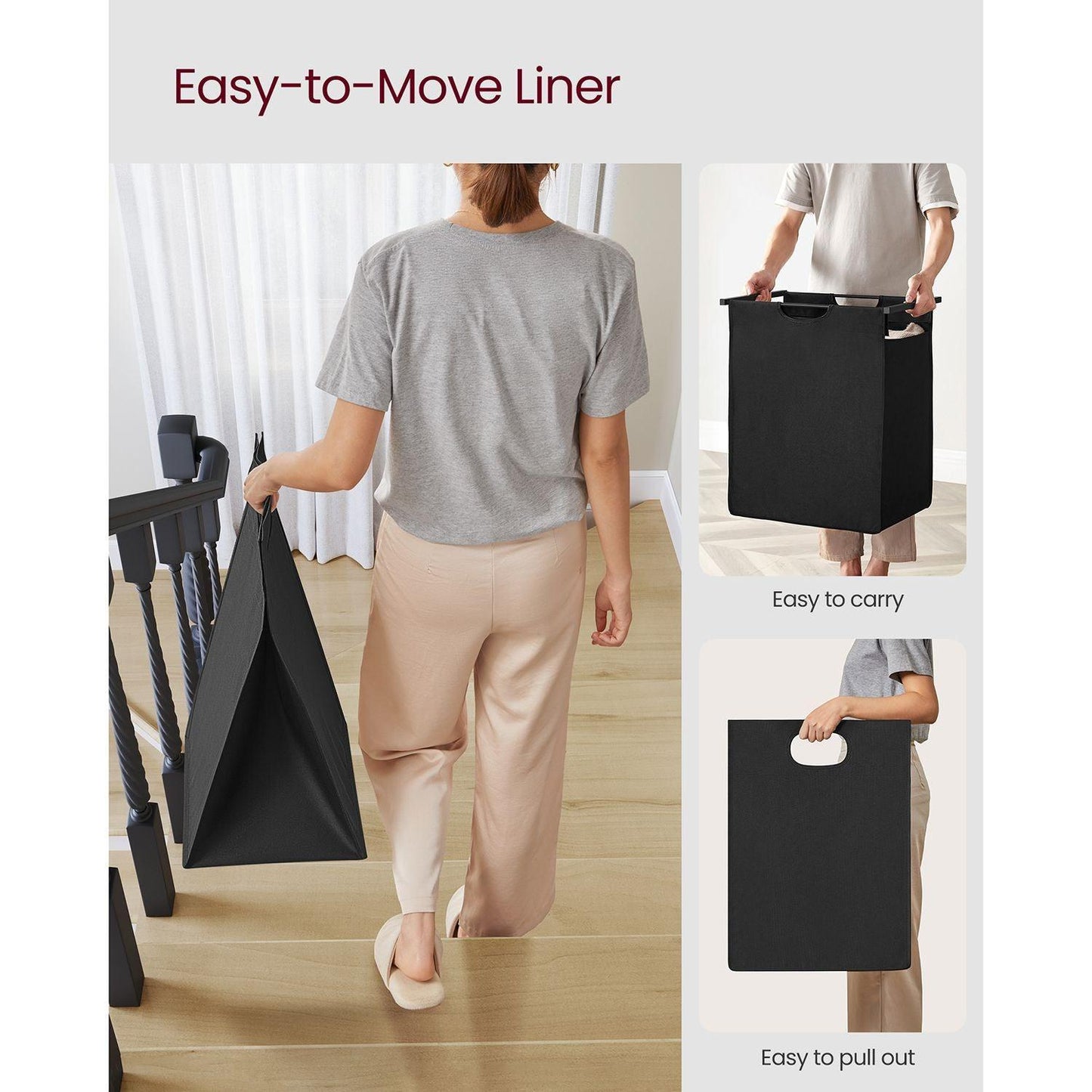 65L Laundry Hamper Rustic Brown and Black FredCo